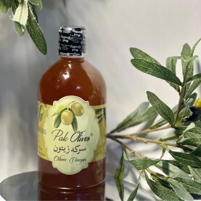 Olive Pures olive vinegar in a 500 mL bottle