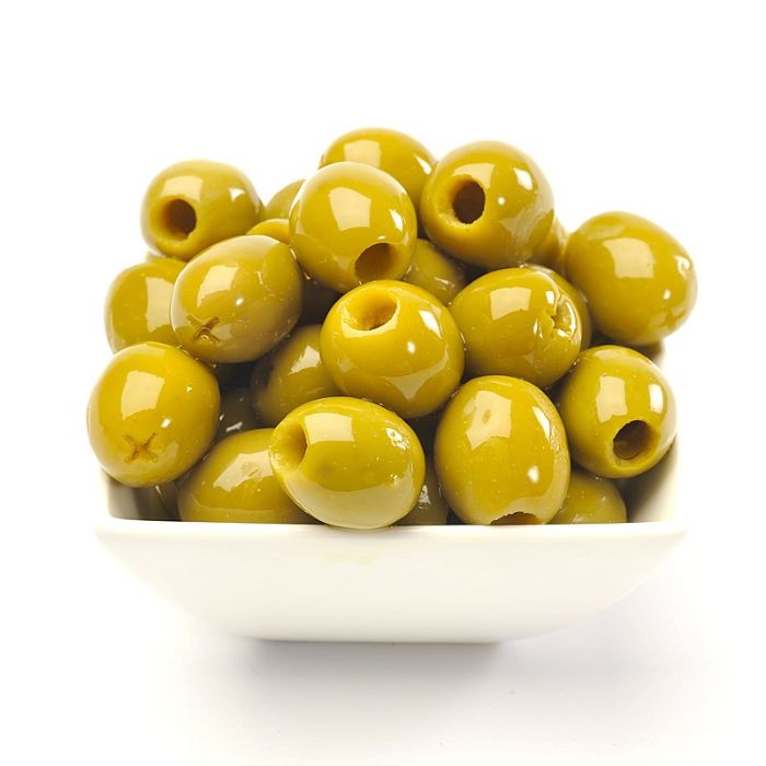 Olive Pures Organic Green Olives 250 g with olives, water, and sea salt