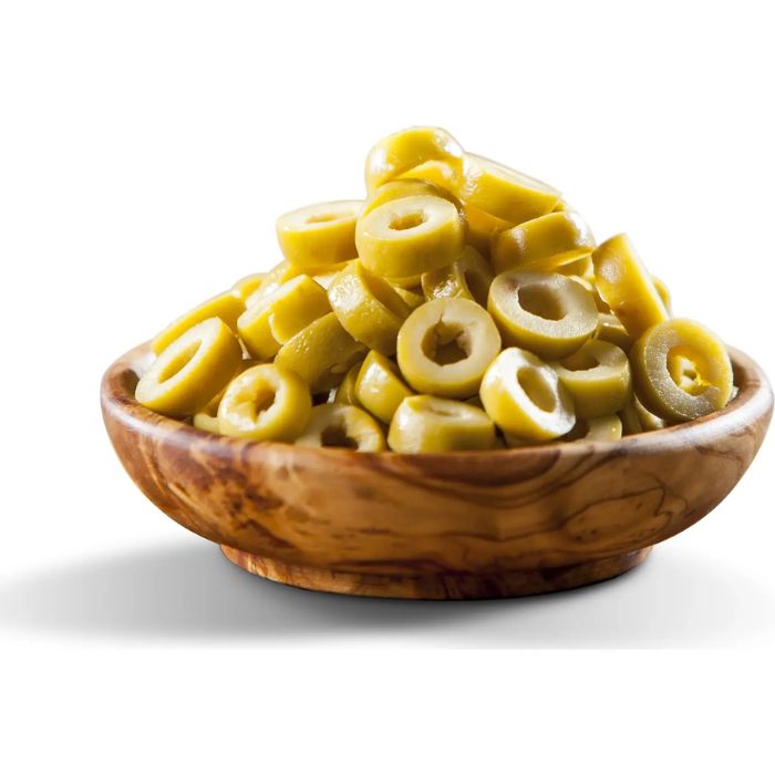 Olive Pures Organic Green Sliced Olives 500 g made with organic olives, water, and sea salt